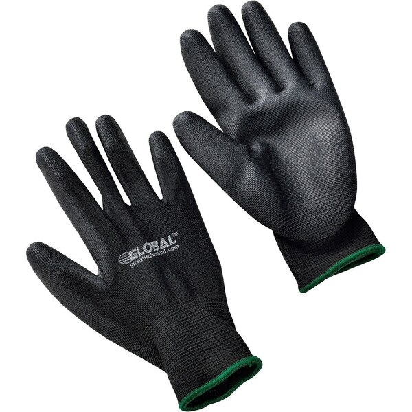 Global Industrial Coated Gloves, Nylon, Polyurethane, Black, M 708350M - main